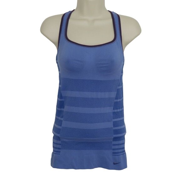 Nike Women Medium Tank Top Dri Fit Racerback Built In Bra Purple Blue Athletic - Picture 1 of 11